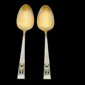 Oneida Ohscoronati/tasx2 Stainless Coronation Serving Spoons Set Of 2 Usa Made
