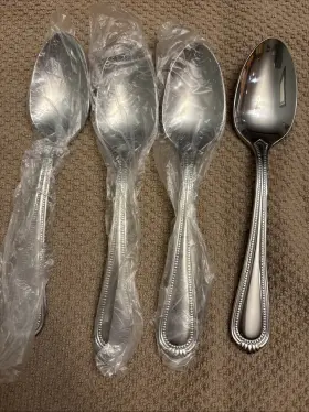 Plsx8 Oneida Ohscounte/plsx8 4 Countess Soup Spoons Stainless Flatware Glossy Large 7 Inch