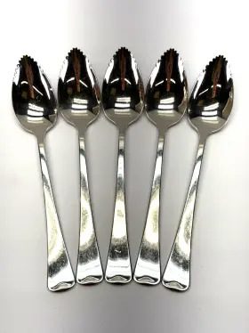 Frsx12 Oneida Ohsdistinc/frsx12 Stainless Distinction Fireside Serrated Fruit Spoons Usa Glossy Set Of 5