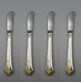 Oneida Ohsgodr/bshx4 Stainless Flatware Golden Damask Rose Butter Spreaders - Set Of Four