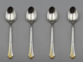 Oneida Ohsgodr/tsx4 Stainless Flatware Golden Damask Rose Teaspoons - Set Of Four
