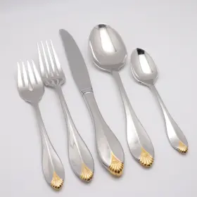 5pps Oneida Ohsgokin/5pps Stainless Flatware Golden Kingswood 5pc Place Setting