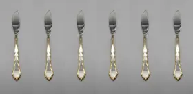 Fkix6 Oneida Ohsgorc/fkix6 Set Of Six - Stainless Flatware Golden Royal Chippendale Fish Knives