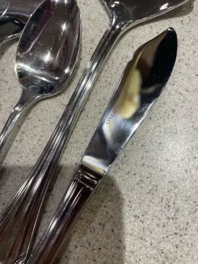 Serving6 Oneida Ohsmarq/serving6 Stainless 18/8 Flatware Marquette 6pc Set Serving Spoons Fork Knife #2