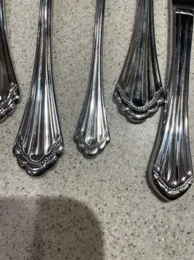 Serving6 Oneida Ohsmarq/serving6 Stainless 18/8 Flatware Marquette 6pc Set Serving Spoons Fork Knife #3