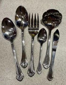 Serving6 Oneida Ohsmarq/serving6 Stainless 18/8 Flatware Marquette 6pc Set Serving Spoons Fork Knife
