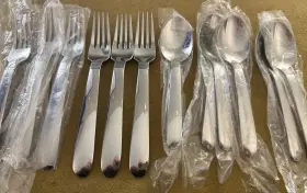 Oneida Ohsraf/f1x4 Usa Stainless Raffia Glossy - 6 Each Dinner Fork And Soup Spoon- New