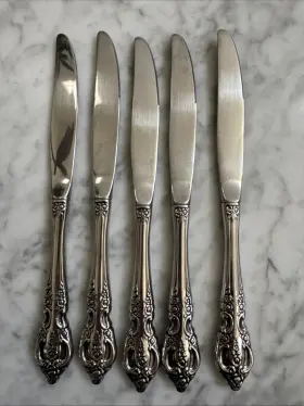 Oneida Ohsrep/k1m Stainless Flatware Renoir Pembrooke Sss Dinner Knife Usa- Set Of 5