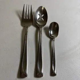 Oneida Ohssalin/serving5 Lincoln Stainless Flatware Slotted Serving And Sugar Spoons Meat Fork 3pc