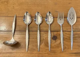 Serving8 Oneida Ohsven/serving8 6pc Venetia Community Flatware Serving Set Ladle Spoon Fork Retro Holiday