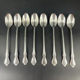 Spn101 Oneida Oneidacraft Deluxe Stainless Chateau Set 8 Iced Tea Spoons Craft