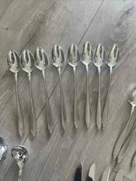 Unf12 Oneida Vintage 54 Pcs Set Unknown Manufacturer Stainless Glossy Flatware Japan #2