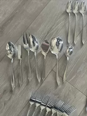 Unf12 Oneida Vintage 54 Pcs Set Unknown Manufacturer Stainless Glossy Flatware Japan #3