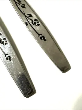 Unf205 Oneida Unknown Manufacturer Stainless Dinner Forks Rose Bud Pattern 7.5 Inch 2 Pcs #3