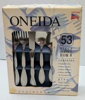 316-0301 Oneida Usa Axis Stainless Steel Flatware Set 53 Pcs Table Trends Serves 8