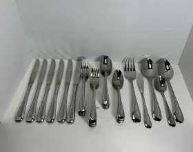Zz-14 Oneida Acclivity Flatware Set Stainless Steel Lot Of 41 5 Pc 6 5p Serving