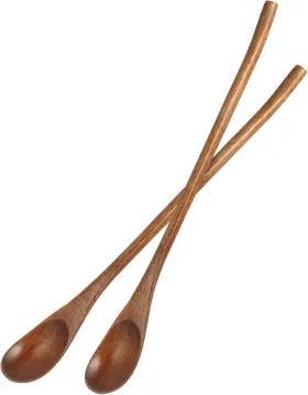 09423j297tud171er0w1hr19o Operitacx 2pcs Wooden Long Tea Spoons Coffee Honey Brown