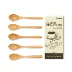 Of-wsp-04-5 Orafie Handmade Small Wooden Spoons 5 Pcs Inch 5.4 Spoon For Coffee Dessert Honey Ja