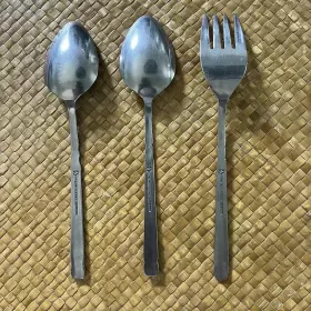 73779 Orleans Silver Stainless Victoria Japan Serving Spoon Fork Braid Set Of 3 #2