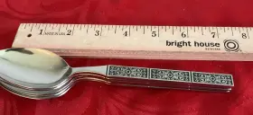 Orl16 Orleans Silver Co. Stainless Lot Of 5 Soup Spoons 7 5/16 Inch Nm Polished #2