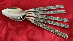 Orl16 Orleans Silver Co. Stainless Lot Of 5 Soup Spoons 7 5/16 Inch Nm Polished #3