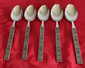 Orl16 Orleans Silver Co. Stainless Lot Of 5 Soup Spoons 7 5/16 Inch Nm Polished