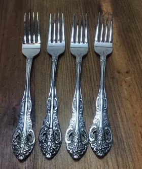 Orl28 Orleans Vtg Dinner Forks Silver Stainless Flatware Japan Set Of 4