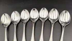 Orl48 Orleans Set Of 7 Silver Stainless Pattern Teaspoons 6 1/8 Inch Japan #2