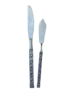Orl55 Orleans Silver Stainless Dinner And Master Butter Knife Mid Century Lot Of 2