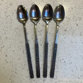 Orlorl59 Orleans Orl59 Stainless Steel Blk Accent Korea Flatware Iced Tea Spoons Set Of 4
