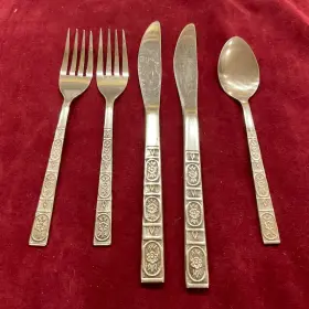 Orl11 Orleans Silver Stainless 5 Co Flatware Japan 2 Salad Forks Knife Teaspoon