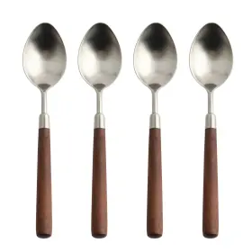 Ouliget 730759218981 Retro Wooden Handle Spoonstainless Steel Serving Tablespoonswooden Dinnerspoonsi