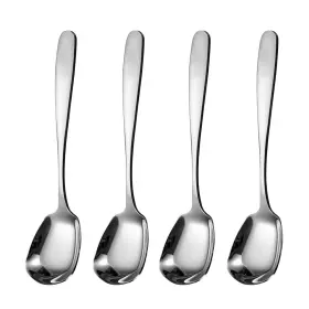 Ouliget 730759219070 4-piece Square Head Korean Sugar Spoon 7-inch Heavy Stainless Steel