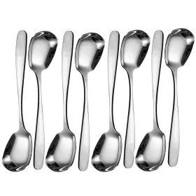 Ouliget 730759219377 8pc Set Korean Style Square Head Spoons 7 Inch Heavy Stainless Steel