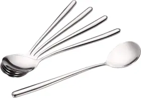Ouliget 730759221387 8pcs 8.7 Inch Stainless Steel Korean Soup Spoons Long Handled Silver Utensils #2
