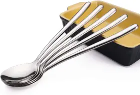 Ouliget 730759221387 8pcs 8.7 Inch Stainless Steel Korean Soup Spoons Long Handled Silver Utensils #3