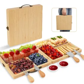 Nlb-001 Ouvibyaz Bamboo Charcuterie Board Set Portable Outdoor Cheese With Knife Uni
