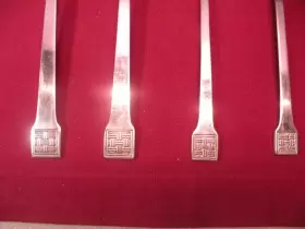804927 Oxford Hall Set Of 4 Stainless Basketville Serving Pieces Cocktail Fork Ladle Ga #3
