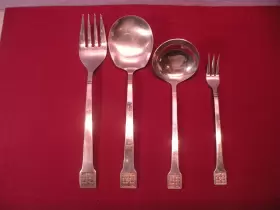 804927 Oxford Hall Set Of 4 Stainless Basketville Serving Pieces Cocktail Fork Ladle Ga