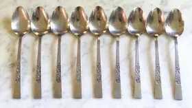 Oxh3 Oxford Hall Rose Stainless 6 1/4 Inch Set Of 9 Teaspoons