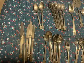 Oxh39 Oxford Hall Flatware Satin Square Tip Forks Spoons 3 Prong Fork 46 Pc Silverware #2