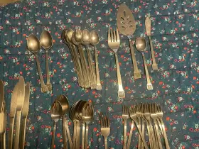Oxh39 Oxford Hall Flatware Satin Square Tip Forks Spoons 3 Prong Fork 46 Pc Silverware #3