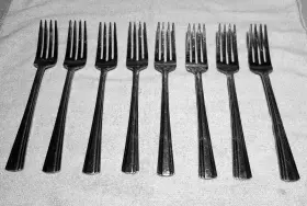 Oxh61 Oxford Hall Stainless Flatware- Set Of 8 Dinner Forks - Very Rare Pattern