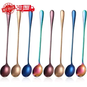 Patelai-841 Patelai 744759124876 8 Pieces Long Handle Tea Spoon Stainless Steel Coffee Mixing Spoons Teaspoon For