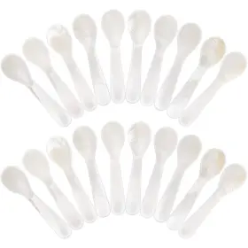Jd-patelai-6859 Patelai 20 Pieces Set Of Caviar Spoons Mother Pearl 2.75 Inches White