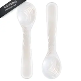 Jd-patelai-8404 Patelai 2 Pieces Set Of Caviar Spoons Mother Pearl 3.15 Inches White