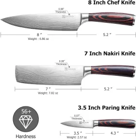 Paudin 114129821207 Pdin Kitchen Knife Set Professional Chef 3 Pcs #2