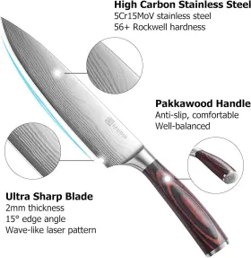 Paudin 114129821207 Pdin Kitchen Knife Set Professional Chef 3 Pcs #3
