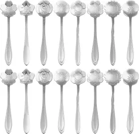 Ptlm-a15 Pbiehsr 16 Pieces Tea Spoon Coffee Teaspoon Set Stainless Steel Flower Spoons