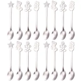 Xsp16s Pbiehsr 16 Pcs Christmas Coffee Tea Spoons Set Stainless Steel Stirring Mixing Xmas